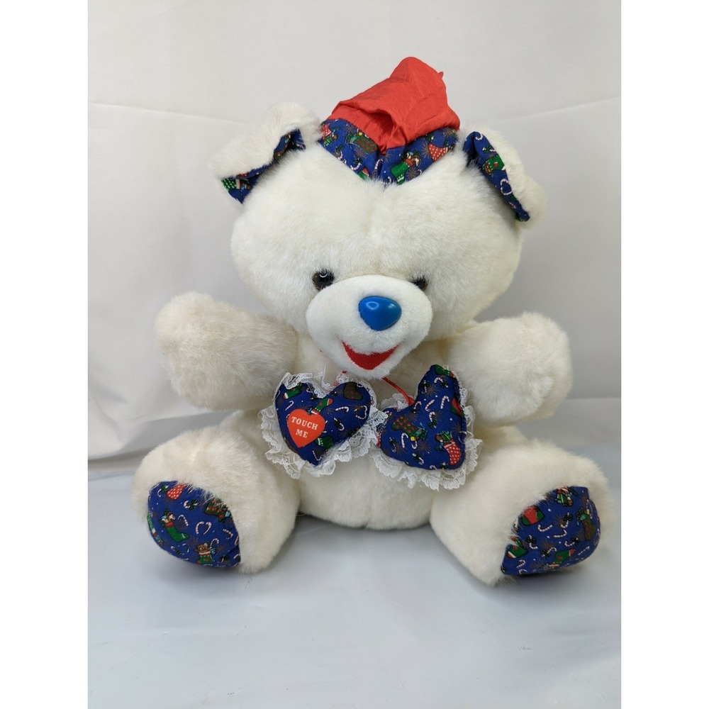 ABC Distributing White Bear Plush Christmas Cap 11 Inch Stuffed Animal Toy